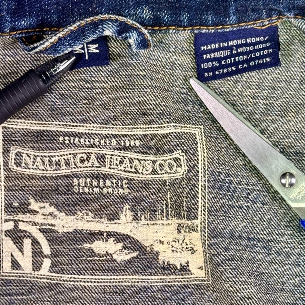 Vintage Nautica Jeans Co Denim Jacket 90s Made in Hong Kong Medium - Picture 3 of 7